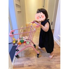 소형 쇼핑 카트 편의점 장보기 경량 접이식 바구니, 핑크색 2~5세용