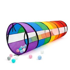 만 1-3세 유아용 어린이 놀이 터널 1.8m6피트 아기 메시 측면 2개 팝업 크롤링 장난감 만 1 3 4세 여아 남아 생일 선물 실내 실외 유아 어린이 또는 개, 메시 크롤링 터널