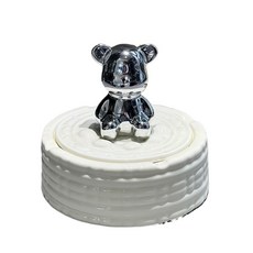 可愛小熊陶瓷面紙盒 波浪邊緣抽取式衛生紙盒 居家桌面裝飾, 奶白色小熊煙灰缸, 1個
