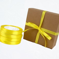 선물포장 옐로우 공단 리본 답례품 포장재료 쓱템, 1개