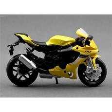 11450551 다이캐스트 미니어처 수집품 모형 컬렉션에 적합한 야마하 YZF‑R1 YZFR1 YZF R1 1/18 스케일 바이크 모델 선물용 소재 무소음, 노랑