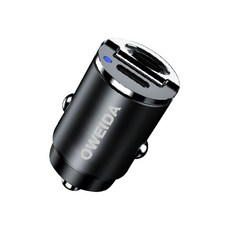 Oweida 45W PD+QC3.0 雙孔車用充電器, 黑色, CA-450P