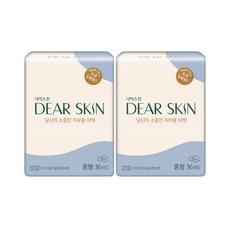 디어스킨 울트라 슬림 날개형 생리대, 2개, 36개입, 중형