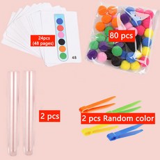 54-109pcs 파인 모터 정렬 세트 교육 장난감 테스트 튜브 Pompoms 족집게 색상 일치 카드 Montessori Chidlren 선물, [01] 108pcs set