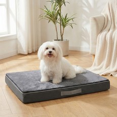 노야 강아지 방석 사계절 커버분리형 메모리폼 사각 애견 쿠션 침대, 1개, 차콜그레이