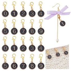 PH PandaHall 스티치 마커 크로셰 마커 20개 에나멜 카운팅 참 행 진행 키퍼 스티치 크로셰 뜨개질 도구용 행 카운터 0-9 숫자 참 27mm 펜던트: 15mm, 블랙