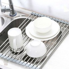 주방용 스테인리스 접이식 식기건조대 물받이 그릇 컵 수저 통풍 위생 싱크대 위, 1개, 상세페이지 참조