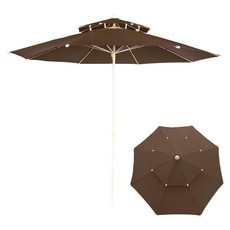 연필트리 특대형 휴대용 이층 꺾임 파라솔, 브라운
