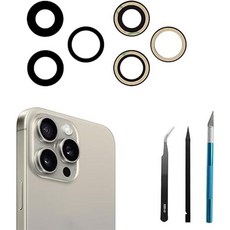 [관부가세포함] iPhOne 15 Pro 후면 카메라 렌즈 교체용 3개/세트 유리 사전 설치 접착제 수리 도