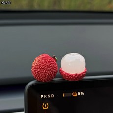 DFMEI 仿真水果車載小擺件治癒系辦公桌面擺件減壓迷你裝飾擺件平安順利, 1個, 荔枝一個(沒剝皮):/送無痕膠