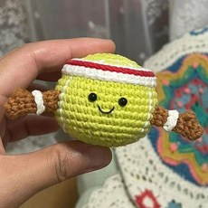 台灣熱銷 【diy材料包】卡通鑰匙扣禮物網球手工鉤織DIY送男友朋友書包情侶吊飾解悶 diy手作 鉤針材料包, Z125網球娃娃材料包一個, 1個