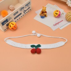 크림펫 반려동물 넥카라 강아지 케이프, 3-6. 체리 초커_ XS_ 화이트, 1개