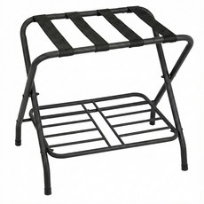 ROOMIX 雙層可折疊行李架，台灣製造，堅固耐用，收納方便, 粗獷黑, 1個