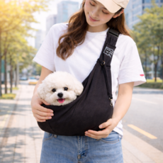 모노오프 길이조절 포대기형 강아지슬링백, 1개, 블랙