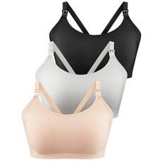 MOM 맘Wills 모유 수유용 골지 수유 브라 임산부 브라 블랙/크림/그레이 M 231700