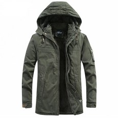 Wendy 2022新款冬季加厚派克大衣外套男士休閒保暖軍裝防風連帽外套