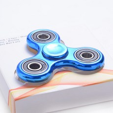 指尖陀螺 ABS電鍍合金材質 7*0.5公分 兒童玩具 紓壓 360度旋轉, 1個, 指尖陀螺【藍色】, 藍色