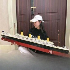 타이타닉레고 블록 조립 대형 선박 크루즈 유람선 여객선 장난감, 고급 타이타닉 + 조명, 1개