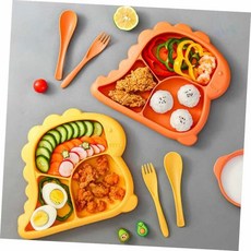 아동 공룡식기 식판 이유식그릇, 4-디노식기-네이비