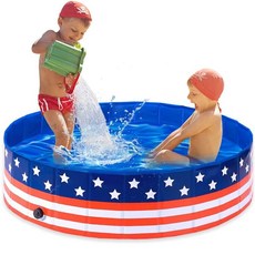 INTEX 硬膠水池 寵物水池球池 玩水玩沙折疊式 兒童釣魚組水池魚池圓 (附電子發票), 1個, 美國旗洩水孔折疊水池120高30cm, 美國旗