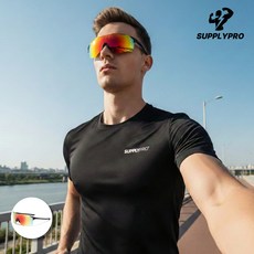 초경량 러닝 스포츠선글라스 자외선차단 편광 23g, 1개, 레드블랙