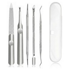 아띠꼴로 발톱 큐렛 손톱 큐티클제거 니퍼 셀프 케어 세트, 1세트, 실버5종