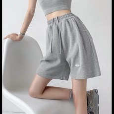 레그컬 하이웨이스트 캐주얼 루즈핏 스트레이트 레그 여성 반바지 여름 폭염 체크 무늬 중간 길이 바지 트렌디, 없음, 10) 라이트 그레이 - L