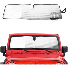 랭글러 루비콘 사하라 TJK JK JKU 2도어 및 4도어와 호환되는 윈드실드 선쉐이드 열 차폐 선바이저 매트, A-Silver, 1개