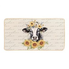 ETYZE Welcome Mat 귀여운 소 해바라기 여름 실내 입구 장식 매트 소박한 주방 매트 욕실 침실 도어 매트 여성 소 여아용 선물 76.2 x 40.6cm(30, ETYZE Welcome Mat 귀여운 소 해바라기 여