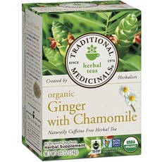 트래디셔널 메디시널스 오가닉 생강 & 캐모마일 허브차 가끔 발생하는 소화 불량 또는 (1개 팩) - 티백 16개 트래디셔널 메디시널스 오가닉 생강 & 캐모마일 허브차 가끔, 1개, 1개입