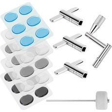 드럼 액세서리 세트: 30PCS 감쇠기 젤 + 베이스 비터 튜닝용 키 세트에는 표준 T자형 튜닝 3개 빠른 회전 1개가 포함됩니다, Drum Key Kit
