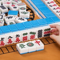 고급 마작패 휴대용 보드게임 마작 매트 세트, 40스카이블루 [수납가방] 미디움, 1개