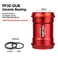 WaLG 호환un 자전거 하단 브래킷 MTB 중앙 무브먼트 세라믹 베어링 BB SRM DUB 28.99mm 크랭크 로드 바이크, 04 PF30DUB-Red