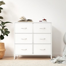 소웰홈 패브릭 3단6문 와이드 수납장, 화이트, 6단
