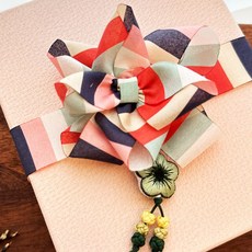 소담 모던 색동무늬 전통 금박 명절리본 설 실리콘 선물 포장 추석 전통, 15mm(900cm), 1개, 소담색동(다홍)