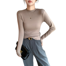 【OniWear】半高領莫代爾棉內搭打底衫 圓領上衣 打底衣 親膚透氣 舒適保暖