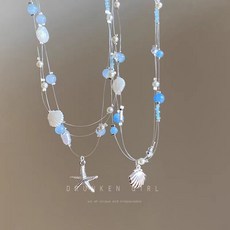 吹吹海風 小清新海星貝殻項鏈女多層疊戴珍珠海邊旅遊度假鎖骨鏈