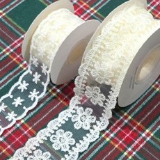 플라워 레이스 롤 리본끈 목걸이 초커 머리 장식 만들기 재료 선물 포장 답례품, 1개, SN.레이스끈 안개꽃