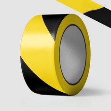 제이 안전선 마스킹테이프 스티커 경고테이프 방수테이프 인테리어 공사현장, 4.8cm 롤 블랙 앤 옐로우, 1개