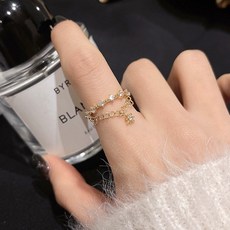 백송 별빛 조각 체인 오픈 반지 큐빅 드롭 검지 포인트 러블리 레이어드 유니크 주얼리