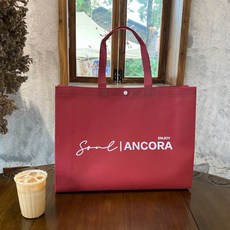 부직포 쇼핑백 선물 복장 손잡이 포장봉투 연보라 영문, 25개, 붉은색 ANCORA