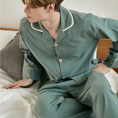 민트 순면 남자홈웨어 커플 파자마 연예인잠옷 수면 기숙사 피치기모잠옷 남성 빅사이즈잠옷