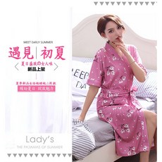 夏季居家旅行泡湯首選日式和風薄款短袖和服浴袍睡袍兩用款