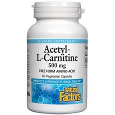 Natural Factors 내추럴팩터스 아세틸-L-카르니틴 500mg 60 베지캡 활력 영양제, Natural Factors 내추럴팩터스 아세틸-L-카, 1개