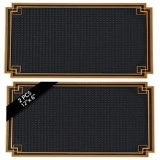 Drydiet 바 매트 미끄럼 방지 고무 골드 테두리 내구성 있고 세련된 흘림 칵테일 서비스 커피 레스토랑 이발소 클리퍼 바텐딩용 블랙(4개 30.5 x 15.2cm(12, 2