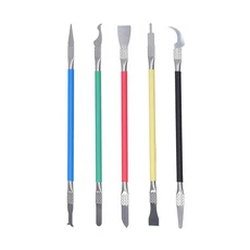 5개 듀얼 엔드 금속 스퍼저 세트 전문가용 프라이 오프닝 스퍼저 메인보드 칩 분해 제거 액세서리 키트, 01 검정색