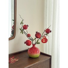 미니 소품 악세사리 타자 달력 흔들말 가림막 시계, 1개, 석류 꽃병 3개 세트 B