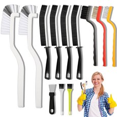 12개 틈새 청소 브러시 세트 스크래퍼가 포함된 단단한 칫솔모 도구 욕실용 그라우트 키트 주방 싱크대 수도꼭지 창문 홈 병 블렌더