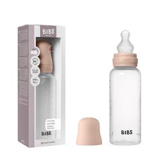 BIBS 아기 젖병 270ml(9온스) 실리콘 젖꼭지 - 배앓이 방지 BPA 프리 둥근 젖꼭지 중간 유량 경량 및 간편한 세척 0세 이상 신생아에게 적합 - 아이보리, 블러시 | 고무