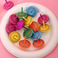 木質彩虹小陀螺 桌面減壓木製玩具 幼兒園禮品 兒童玩具, 1個